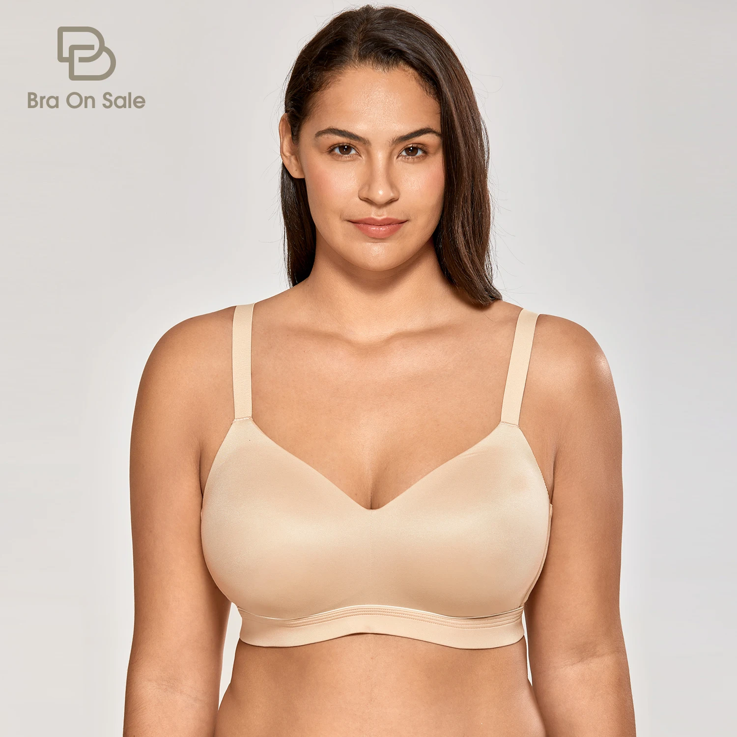 Women\'s Plus Size Lightly Padded Full Coverage U-back Wireless Smooth Bra 34-46 B C D DD E F G