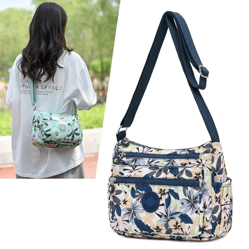 

Casual Canvas Backpack Women's Printed Single Shoulder Bag Large Capacity Multi-layered Crossbody Bag for Street Stall Selling