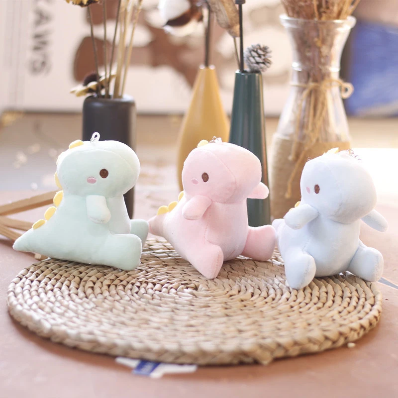 1Pc 12cm Big Tail Dinosaur Plush Doll Car Key Chain Bag Pendant Cute Doll Couple Backpack Pendant Key Chain