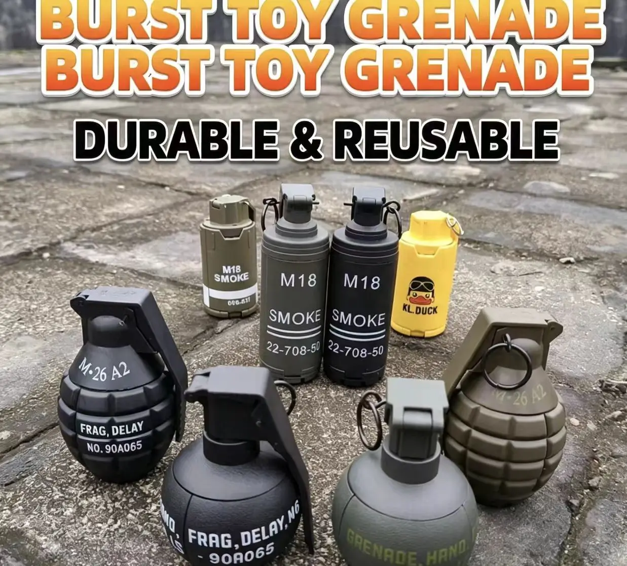 K13-Nylon Impact Resistant Reusable Grenade Model Multi Styles Outdoor Shooting Game Toy Prop
