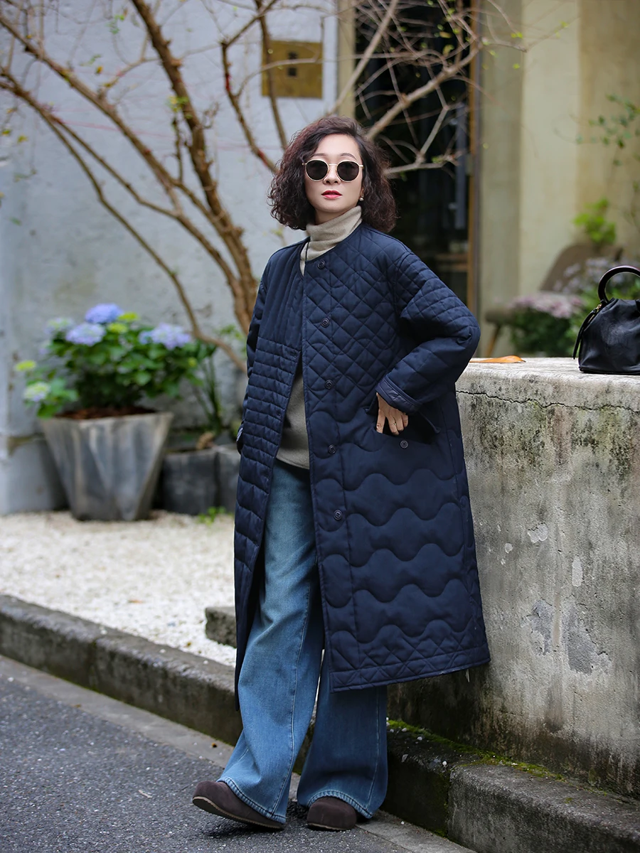 

Двусторонняя одежда, хлопковое тюре, свободное повседневное теплое винтажное длинное зимнее модное одеяло большого размера, пальто, женская одежда