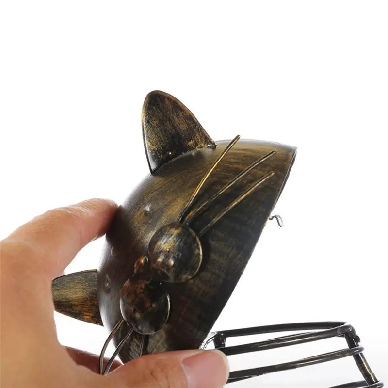 ABUN Kitten Wrought Iron Wine Rack Animal Shape Storage Shelf for Home Kitchen Counter Decoration, Christmas Gift