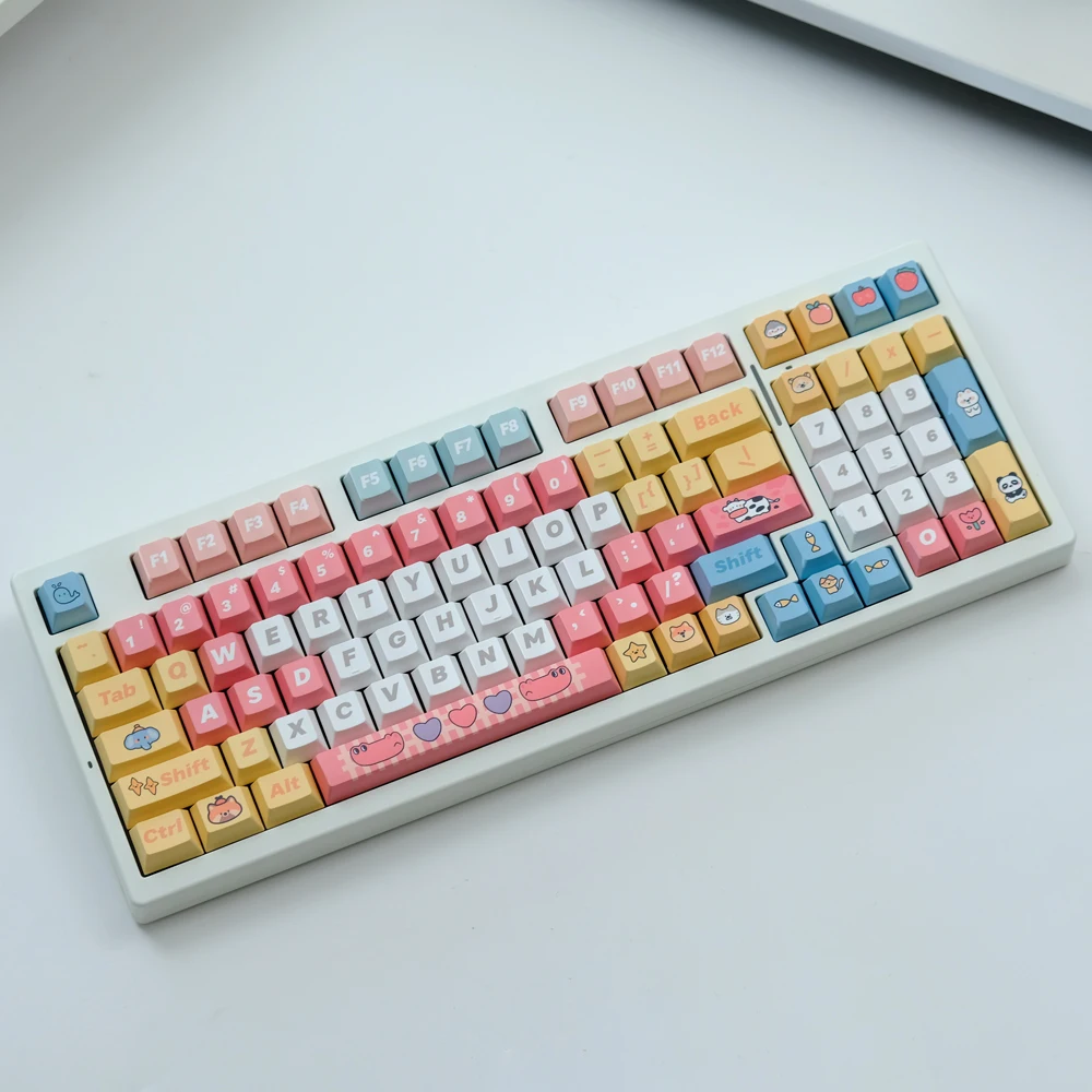 1 Set Dierentuinen Keycaps Pbt Dye Sublimatie Keycap Cherry Profile Key Caps Voor Keychron Q2 K2 Anne Gh60 Gk64 Poker 75 980