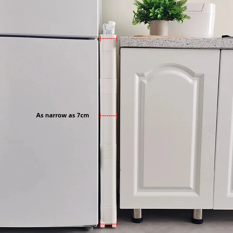 ตู้เก็บของข้างตู้เย็นแบบแคบพิเศษ - ตู้เก็บของข้างตู้เย็นขนาด 10 ซม. พร้อมถาดเลื่อนออกได้ ช่วยประหยัดพื้นที่ ชั้นวางมุมครัว