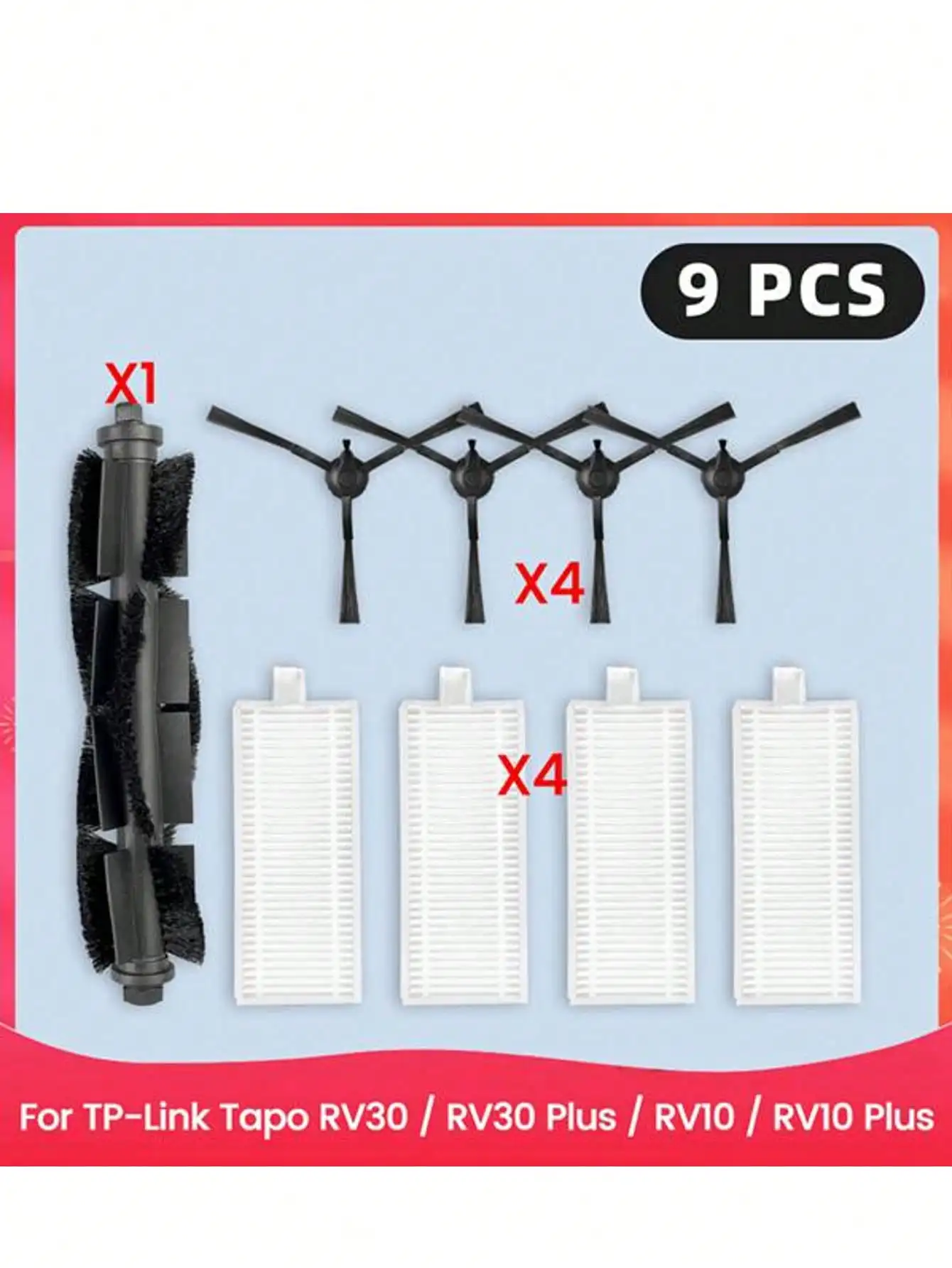 

TP-Link Tapo RV30/RV30 Plus/RV10/RV10 Plus аксессуары для роботов-пылесосов Ролик Основная боковая щетка HEPA-фильтр Швабра Мешок для пыли