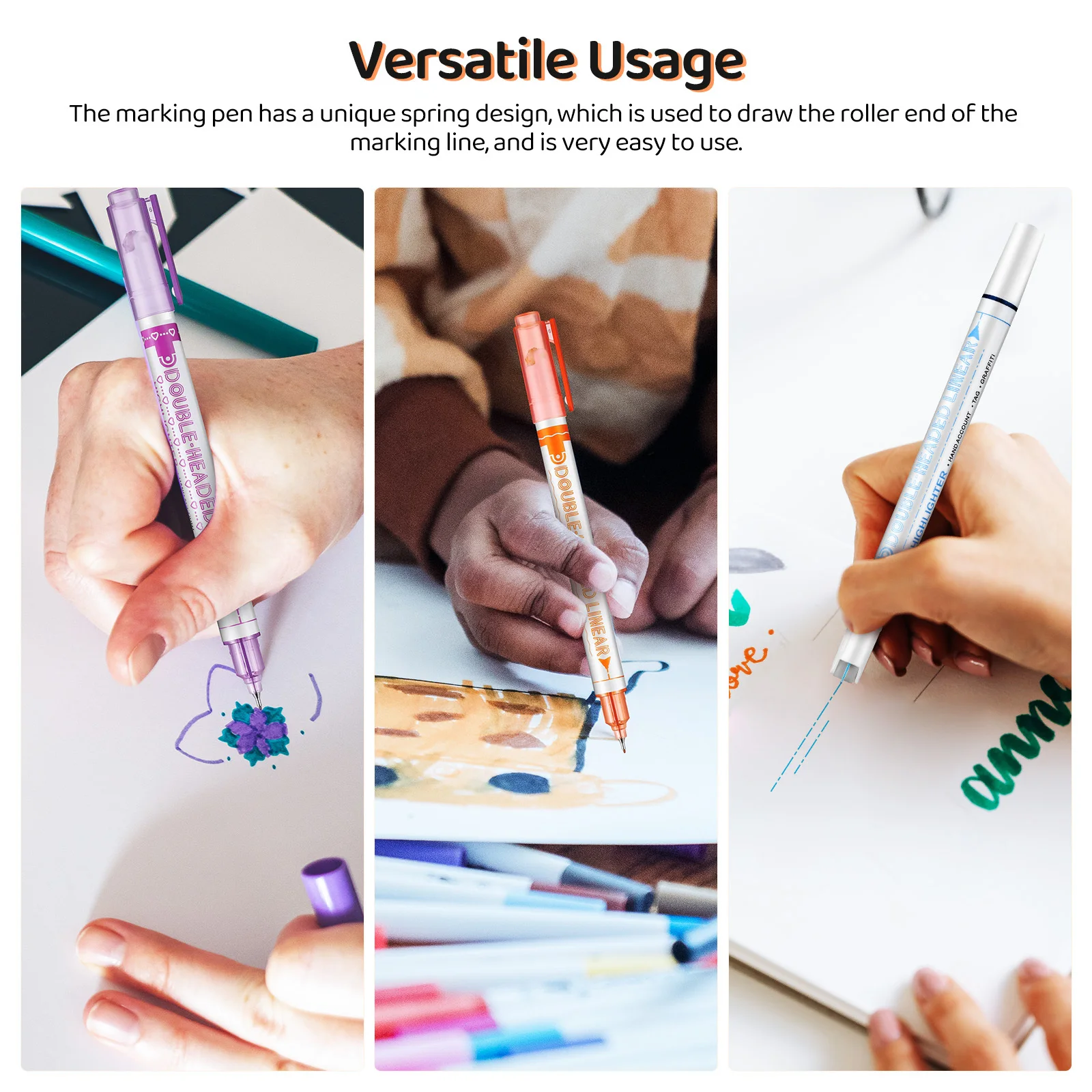 Stylos fluorescents à double pointe, surligneurs à motif de courbe, marqueurs à pointe Fine pour l'école et le bureau, planificateur de dessin, 24 pièces