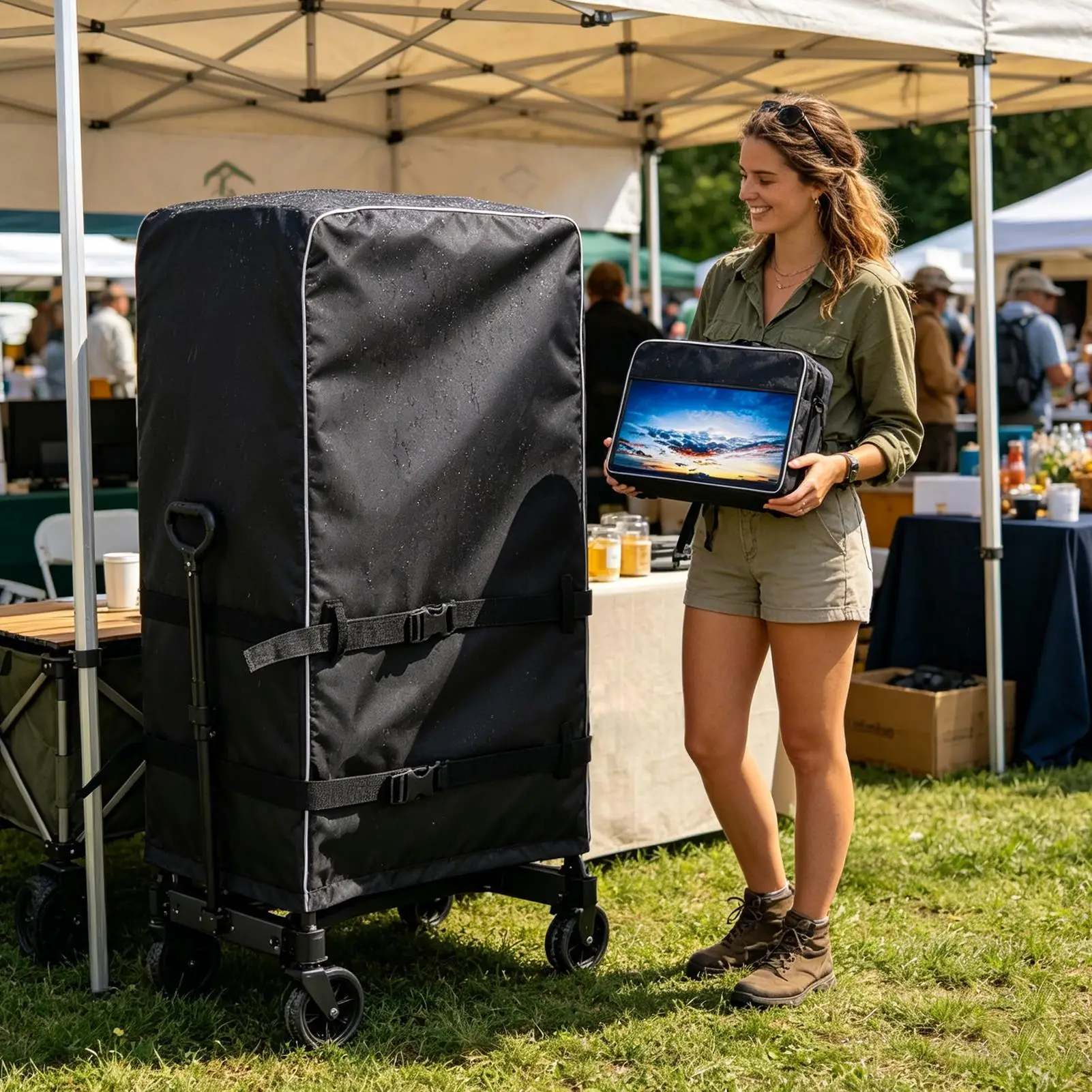

TV Trolley Cover Reflective Television Stand Cloth Windproof Buckle Webbing TV Cover For Outside For Inside Living Room