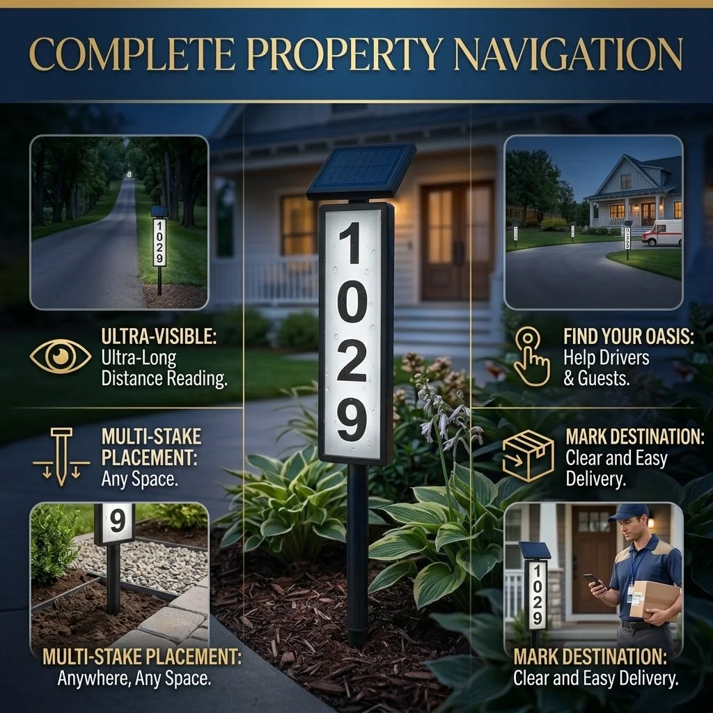 Solar-Powered Door Sign Lamp, Ground-Inserted Courtyard Address Number Plate, IP44 Waterproof, Light-Controlled Automatic, 000K Warm White, 6500K Cool White, Dual-Color Adjustable, Mailbox Courtyard High-Visibility Address Indicator Light, 10mAh.