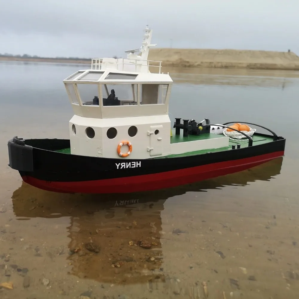 62cm RC Ships Single Motor Simulation Harbor Remote Control Tugboat High Precision 3D Printing RC Schiffe Model Kit ShipToy Gift