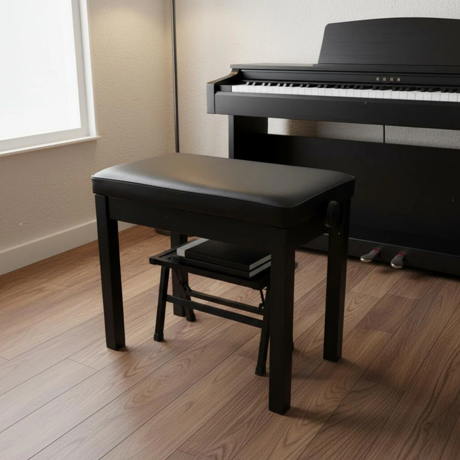 Built-in Storage Music Stool Thick Cushion Padded Piano Bench Easy to Clean for Home Practice
