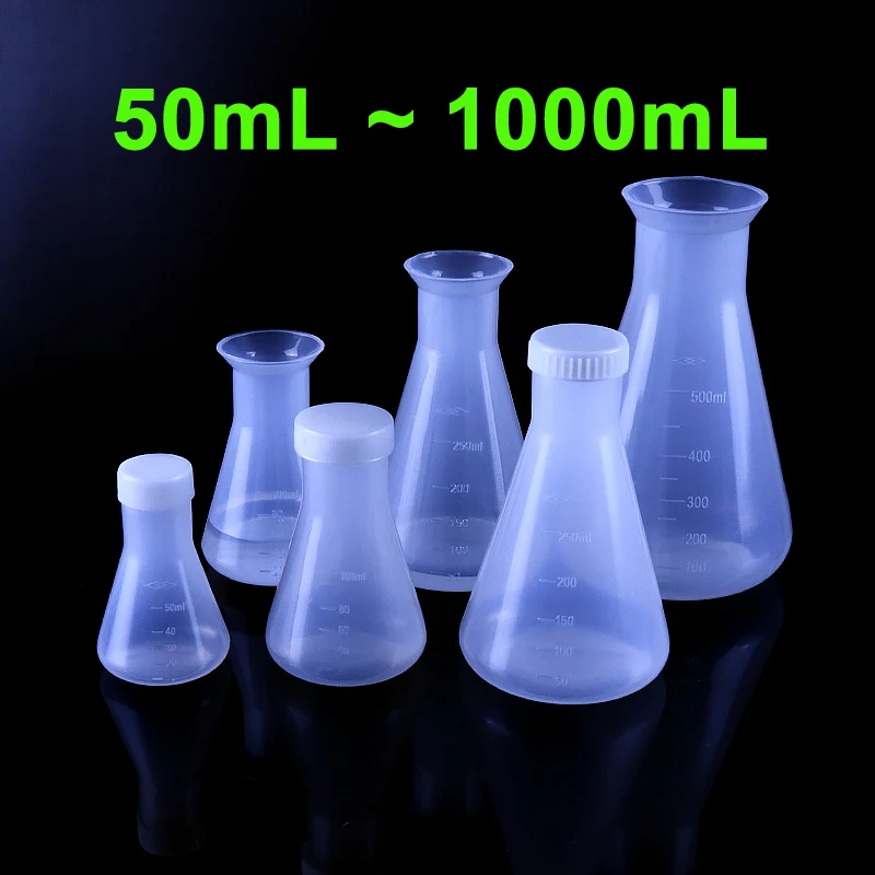 50/100/250/500/1000ml PP Conical Flask Erlenmeyer Plastic Triangular Flask Bottle For Laboratory Teaching Experiment