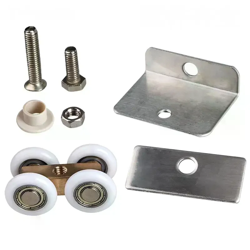 1/4Pcs Noise Reduction Shower Room Glass Wood Door With Clips Screw Sliding Door Pulley Roller Full Copper Bearing