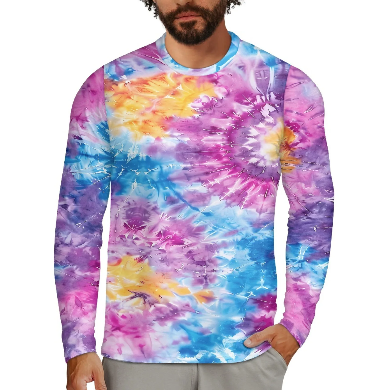 Colorful Tie Dye 3D Print T-Shirts Men Women Round Neck Long Sleeve T Shirt Streetwear Harajuku Pullovers Tees Tops Kid Clothing
