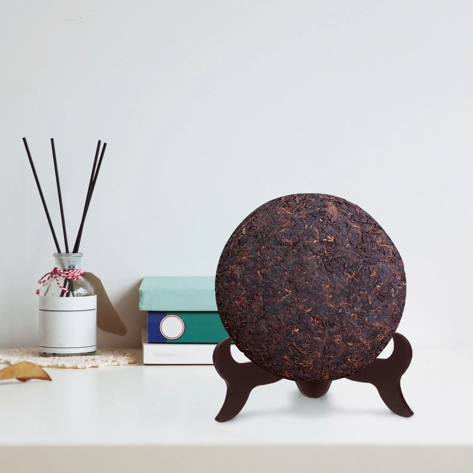 Classic 10 Inch Diameter Natural Wood Plate Display Stand Curved Leg Decorative Tea Cake Rack Desktop Holder for Shop Home