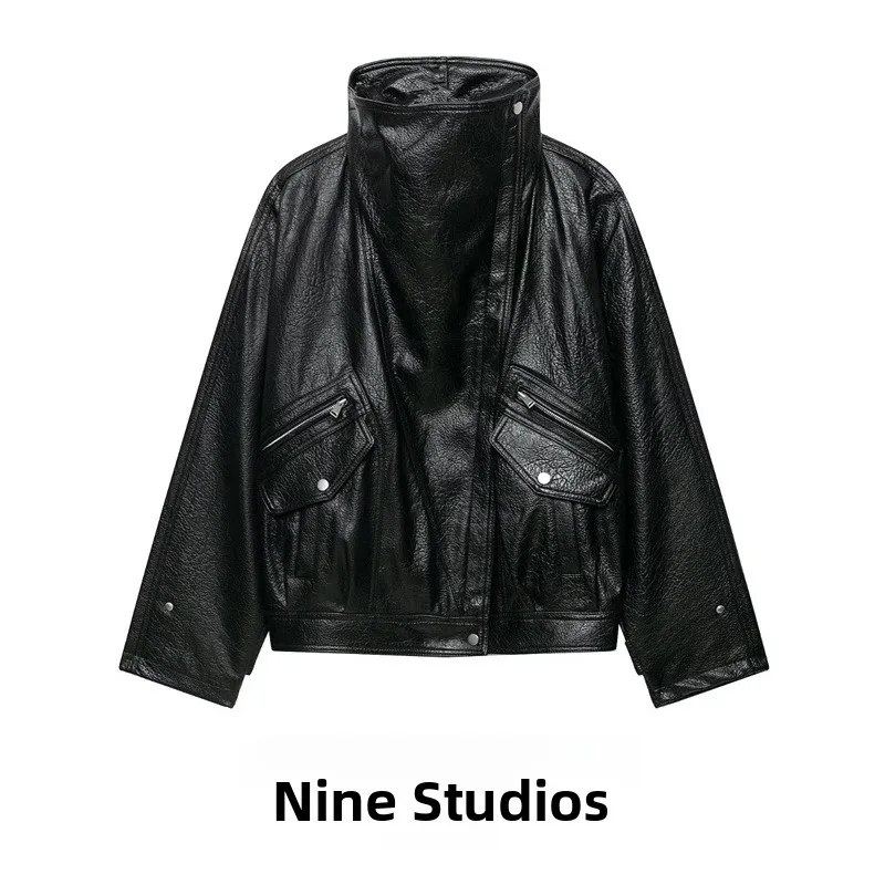 Women's PU Leather Effect Biker Jacket Coat Short Style Long Sleeve Zipper Closure Fake Leather Outerwear Winter Season