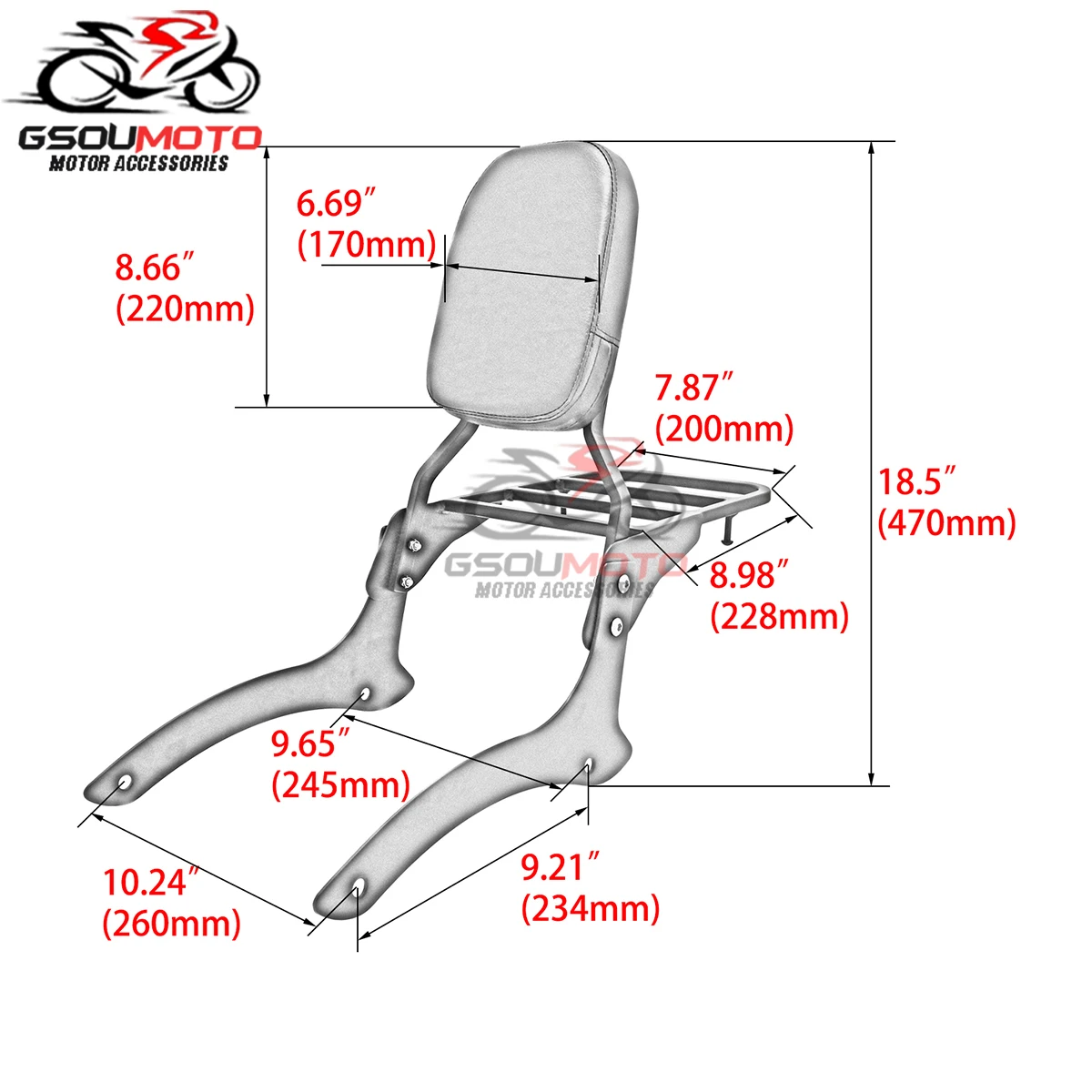 Motorcycle Accessories Sissy Bar Passenger Backrest Luggage Rack For Yamaha Dragstar XVS 1100 Vstar DS Classic 2000-2011 Chrome