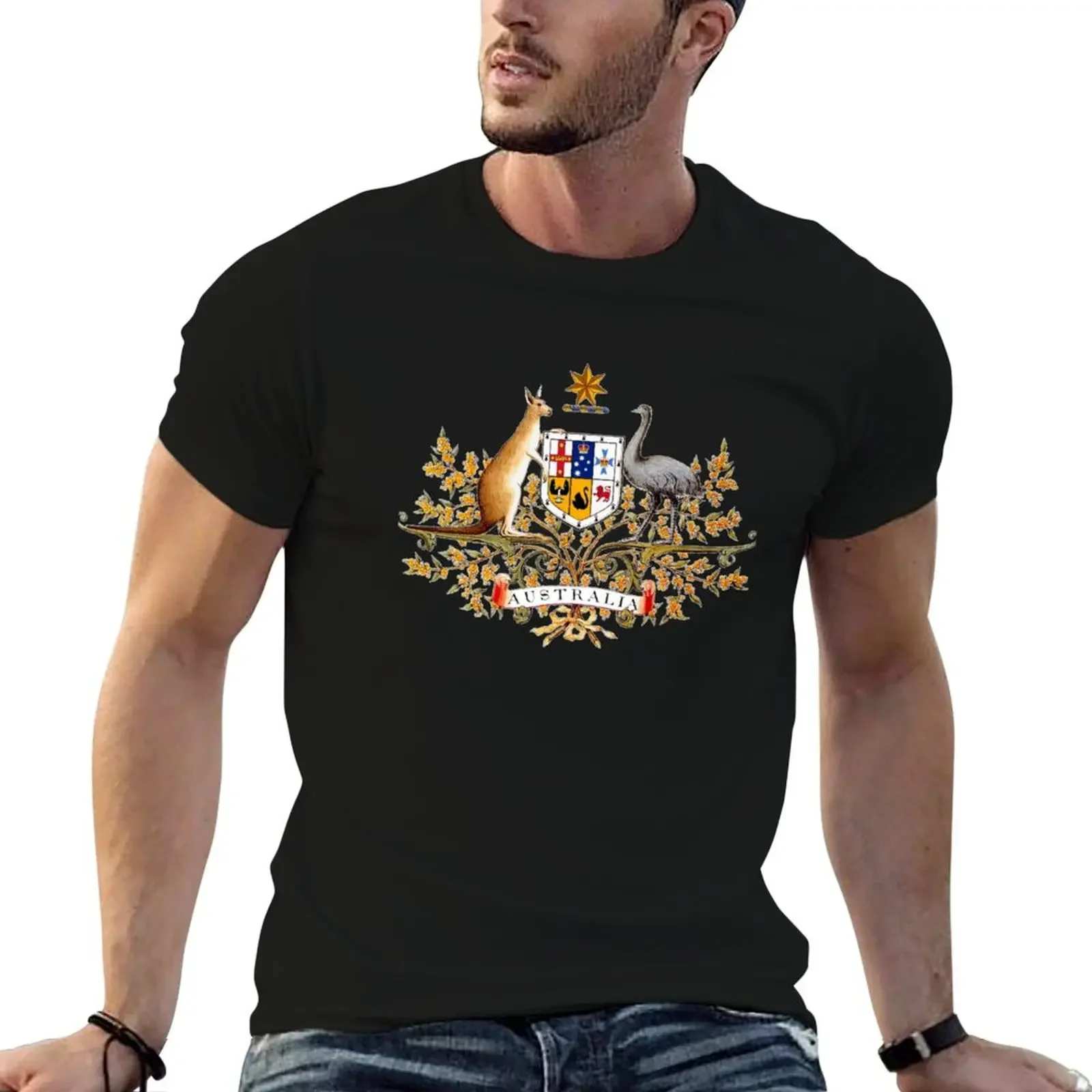 Australia Coat of Arms T-Shirt sports fans blue archive men t shirt