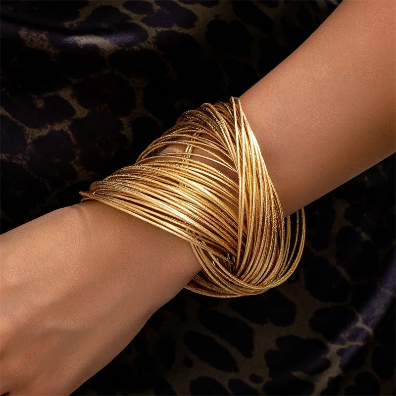 

big bracelet Gold Color Bangles Bracelet Hip Hop Punk Goth Wide Cuff Bracelets Matching Couple Women Men Emo Party Jewelry