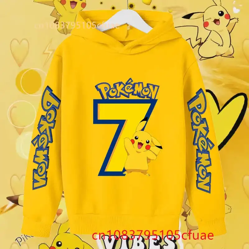 طفل الفتيان الخريف بيكاتشو عيد ميلاد البلوز الأطفال بلايز + السراويل Kawaii بوكيمون أرقام 1-12 هوديي مجموعة طفل ملابس الفتيات الملابس #4