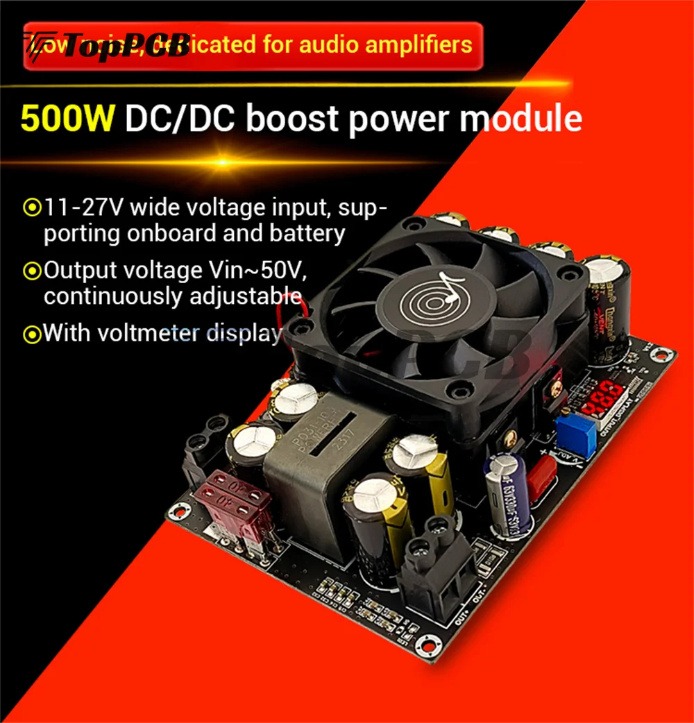 PW500 Booster Board Module 12V24V to 24V-50V Adjustable with Voltage Display 500W