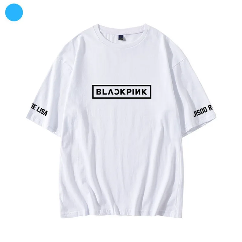 Black Pink Print T-Shirt Loose Casual Men Women O-neck Short Sleeved Brand Cotton T-shirts Trend Oversized T-Shirt Unisex