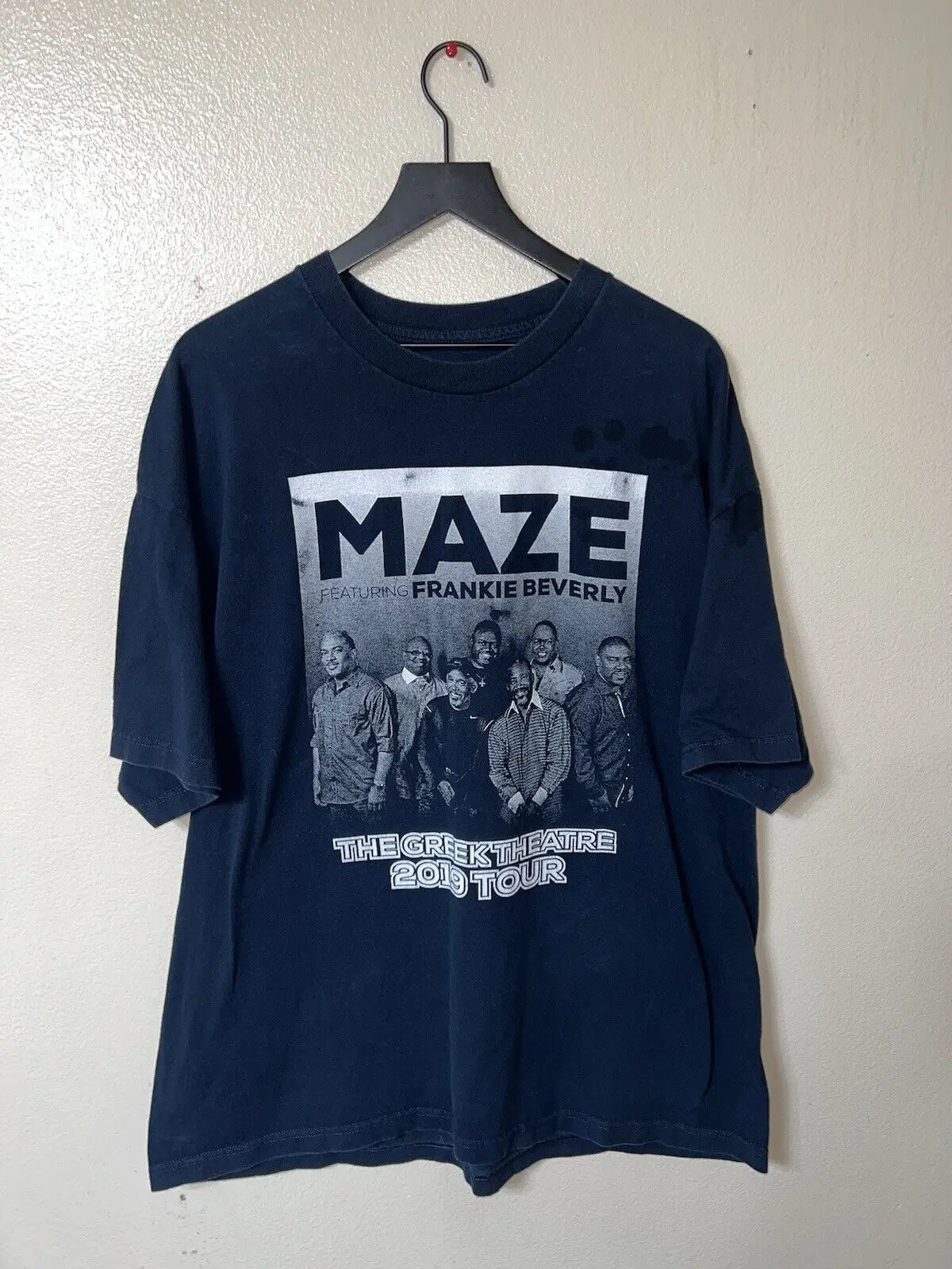 Maze Featuring Frankie Beverly Green Theatre Tour Rap T Shirt Mens 2XL Black Y2K