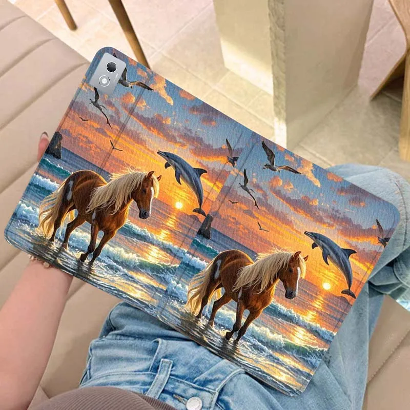 

Horse Dolphin Sunset Sea For Legion Xiaoxin Pad Y700 K10 M10 P11 K11 Pro Plus 10.6 11.5 Inch 2021 2023 2025 Tablet Case