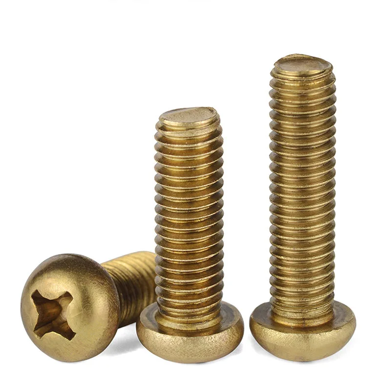 M2 M2.5 M3 M4 M5 M6 M8 Pure Brass Round Pan Head Cross Phillips Machine Screw for Machine Repairing Copper Screw Bolt L 4mm~60mm