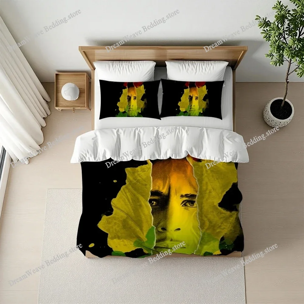 B-Bob Marley Duvet Cover Set Home Style Bedding Soft Laundry Cotton Bed Student Dormitory Gift