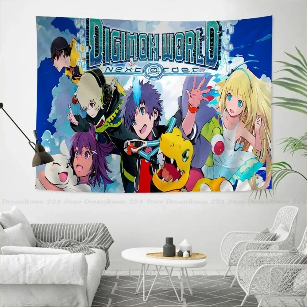 Digimon Anime Tapestry Tapestry Art Printing Indian Buddha Wall Decoration Witchcraft Bohemian Hippie INS Home Decor