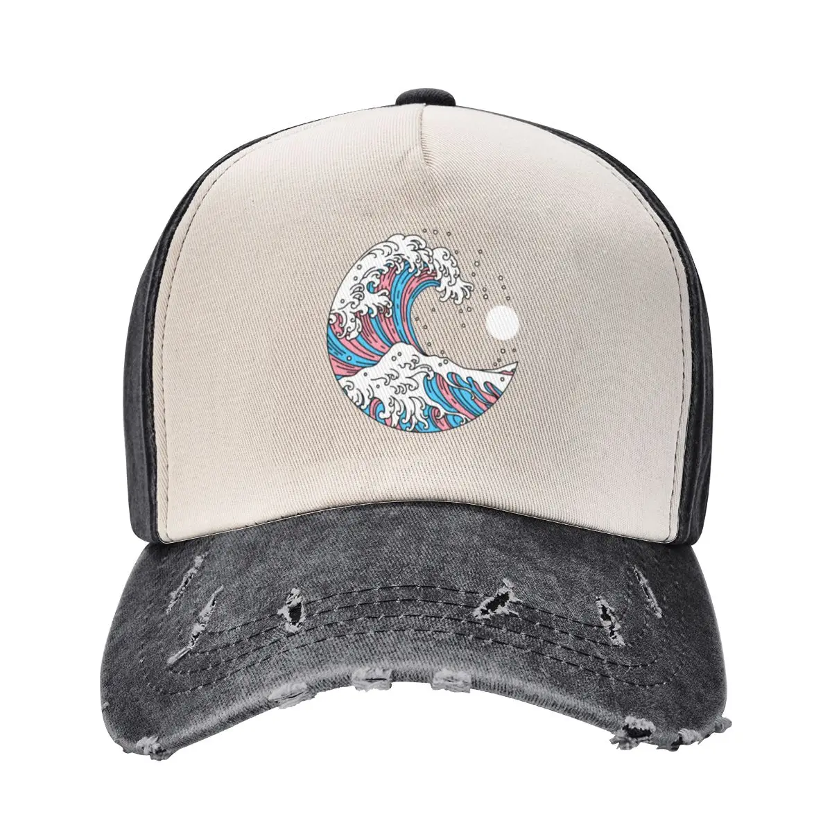 

Circular Japanese Trans Wave. Transgender Pride Baseball Cap Rave Hat men summer hat Hood Baseball Men Women's