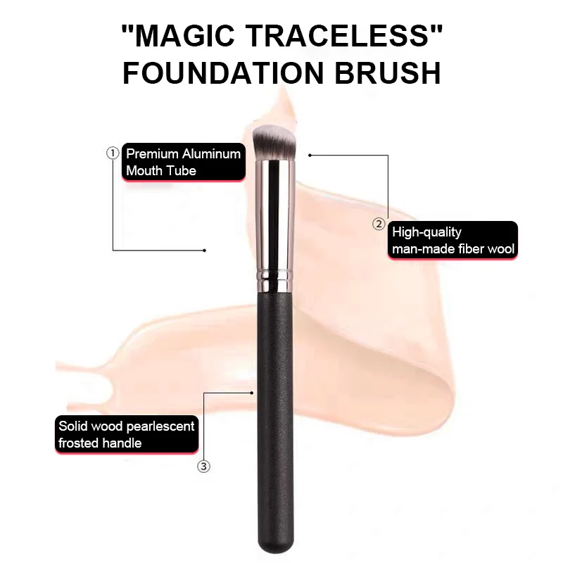 1Pc Wood Handle for Concealer Powder Blush Liquid Foundation Face Make Up Brush Tools Man-made Fiber Professional Makeup Brushes