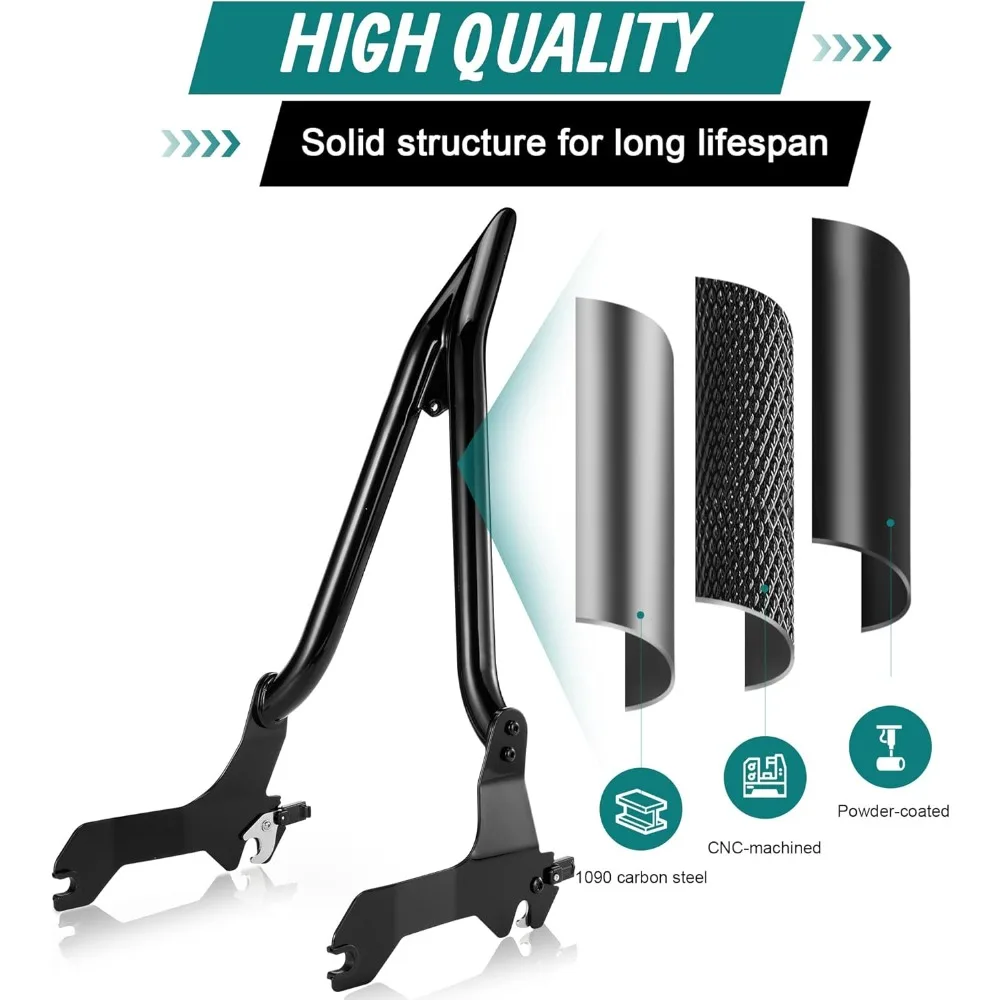 مجموعة أدوات لرسو السفن من MoKitDora مقاس 26 بوصة من Softail Sissy Bar قابلة للفصل ومسند الظهر لـ Harley 2018-UP Heritage FLHC Street Bob FX