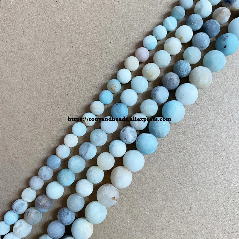 Natural Stone Frost Matte Mixed Colors Amazonite Gem Round Loose Beads 15\