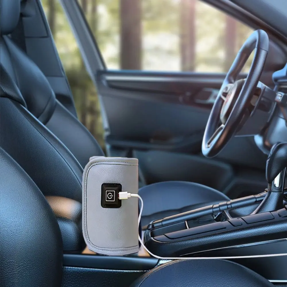 بو الجلود زجاجة الطفل غطاء عازل العالمي قابل للتعديل والعتاد USB زجاجة الحليب دفئا سيارة شنت زجاجة الرضاعة سخان ليلة #3