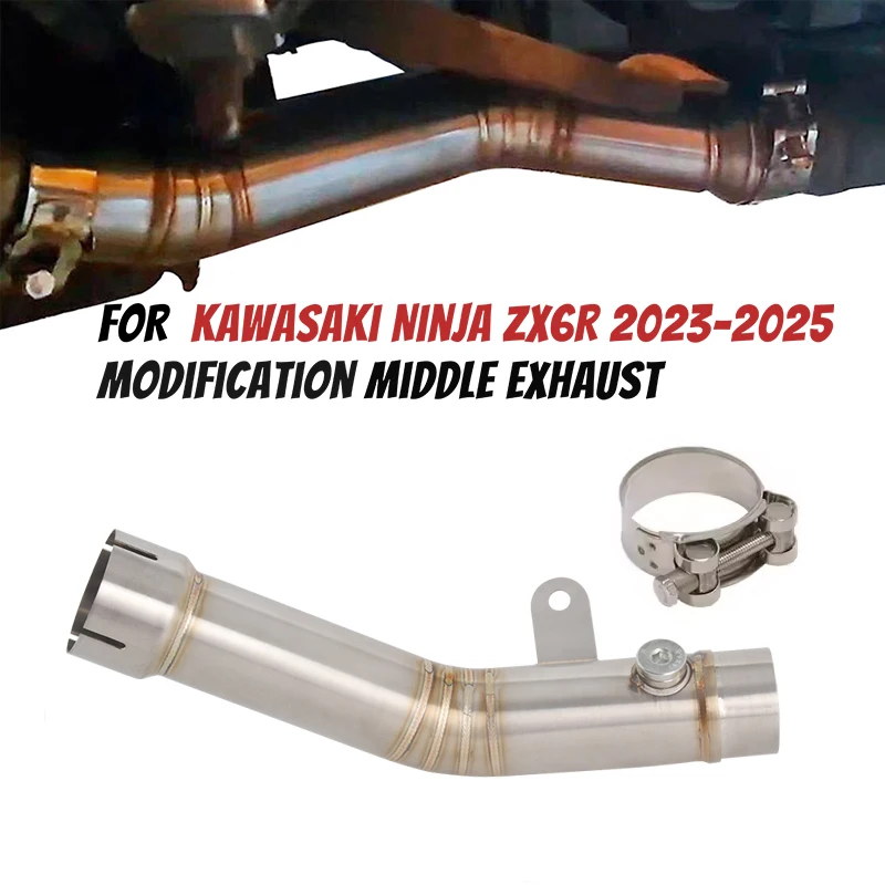 

For Kawasaki Ninja ZX6R 636 2023-2025 ZX-6R Motorcycle Exhaust Escape Link Pipe Original Middle Mid Connect 51mm Exhaust Muffler