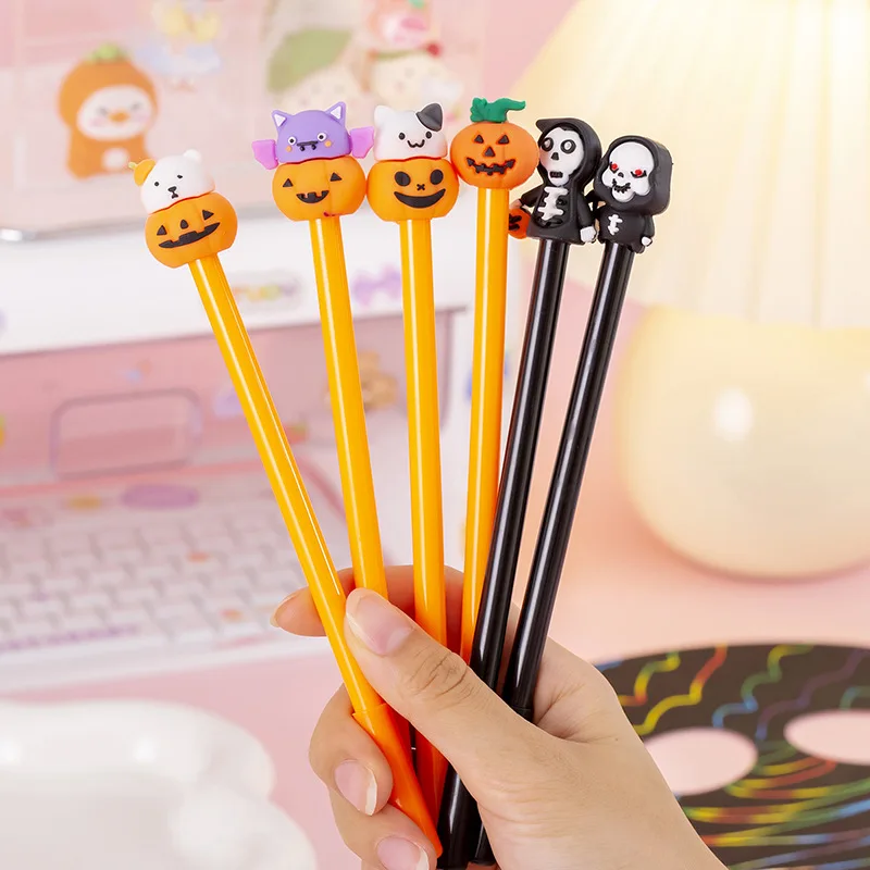 

30Pcs/Lot Cartoon Halloween Pumpkin Ghost Gel Pen 0.5mm Black Ink Student Stationery Gifts Prizes Cute School Office Supplies