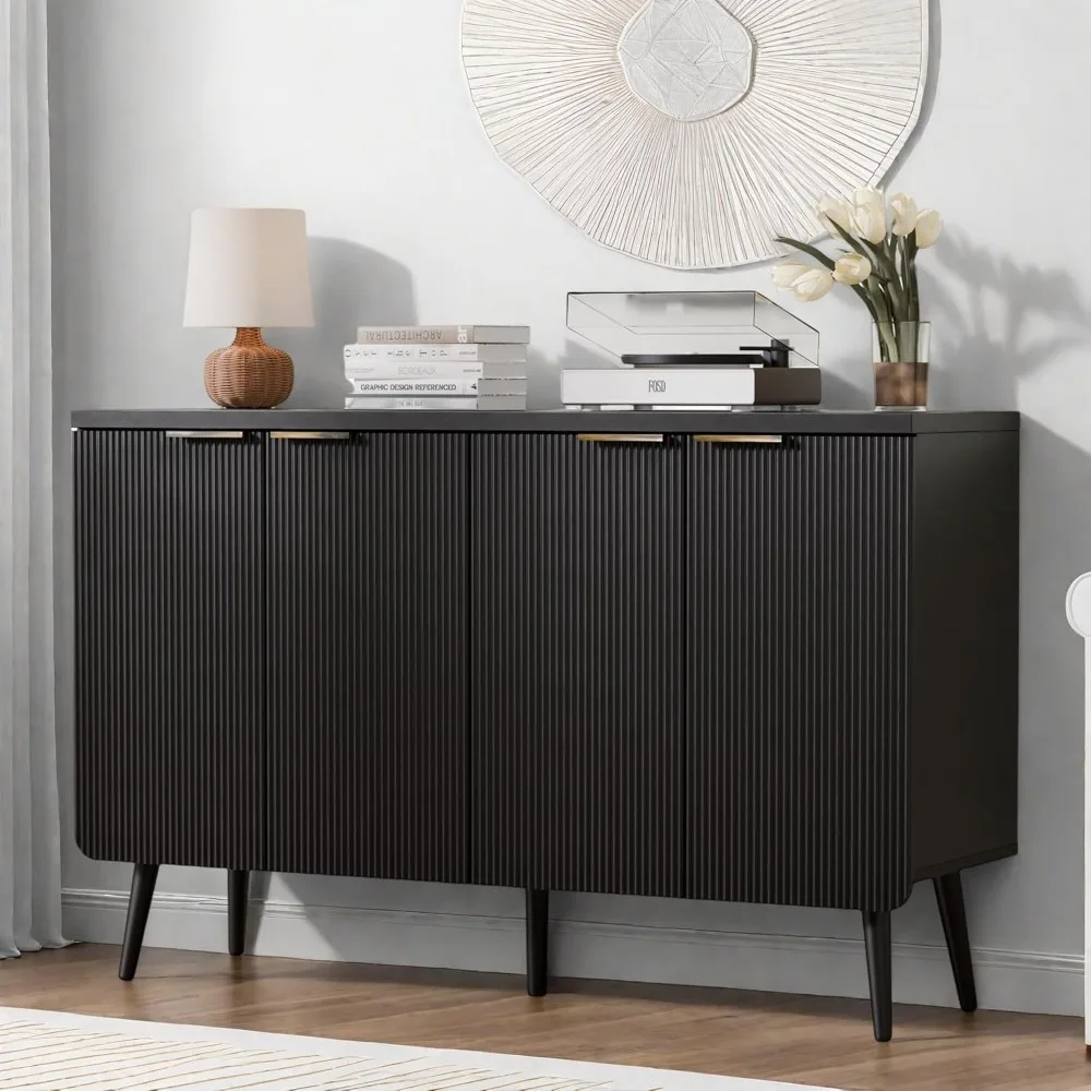 

Buffet Cabinet with Storage, Fluted Multifunctional Storage Cabinet with 4 Doors, Modern Sideboard Buffet Cabinet