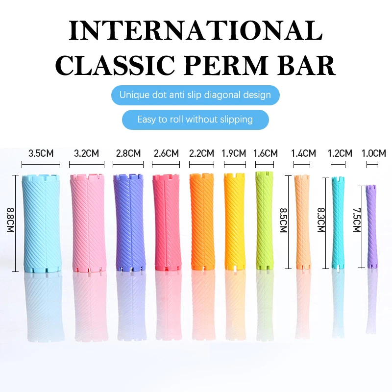 

10PCS Hair Perm Rods Cold Wave Rods Plastic Perming Rods Hair Curling Rollers Curlers Steel Pintail Comb Hair Curler