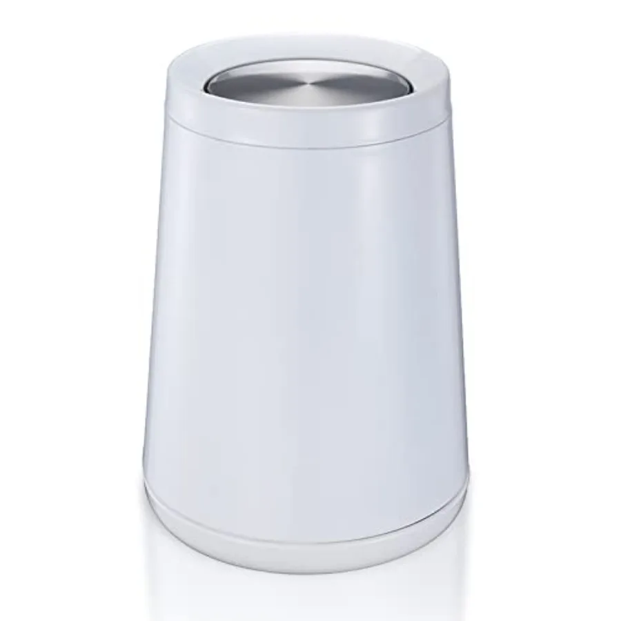 

Household Swing White Bathroom Trash Can Brushed Stainless Steel 10 L/3 Gallen Garbage Can with Flipping Lid for Indoor or Comm