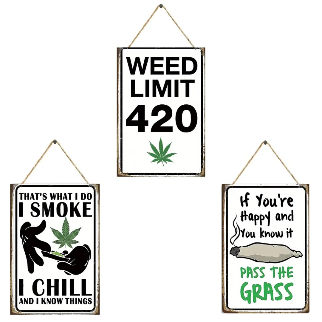 Weed Limit 420 Sign,I Smoke Weed I Chill,No Smoking, Vintage Room Decor Wooden SignBedroom Home Wall Accessories Hanging Decor