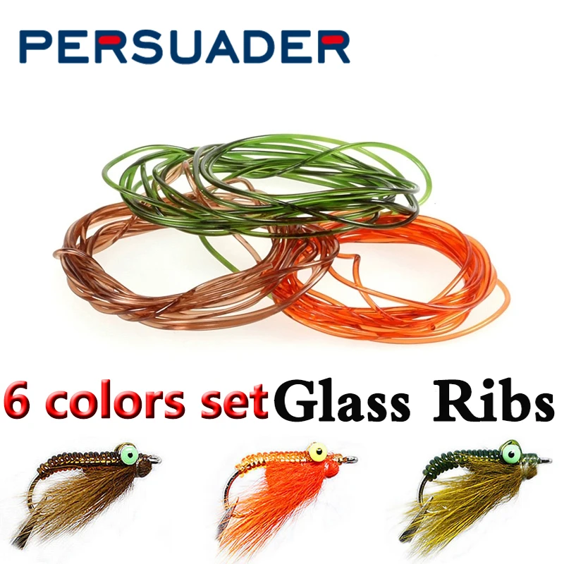 

6packs total 18yards fly tying round glass ribs medium size transparent segmented body wrap lace buzzers glassy body materials