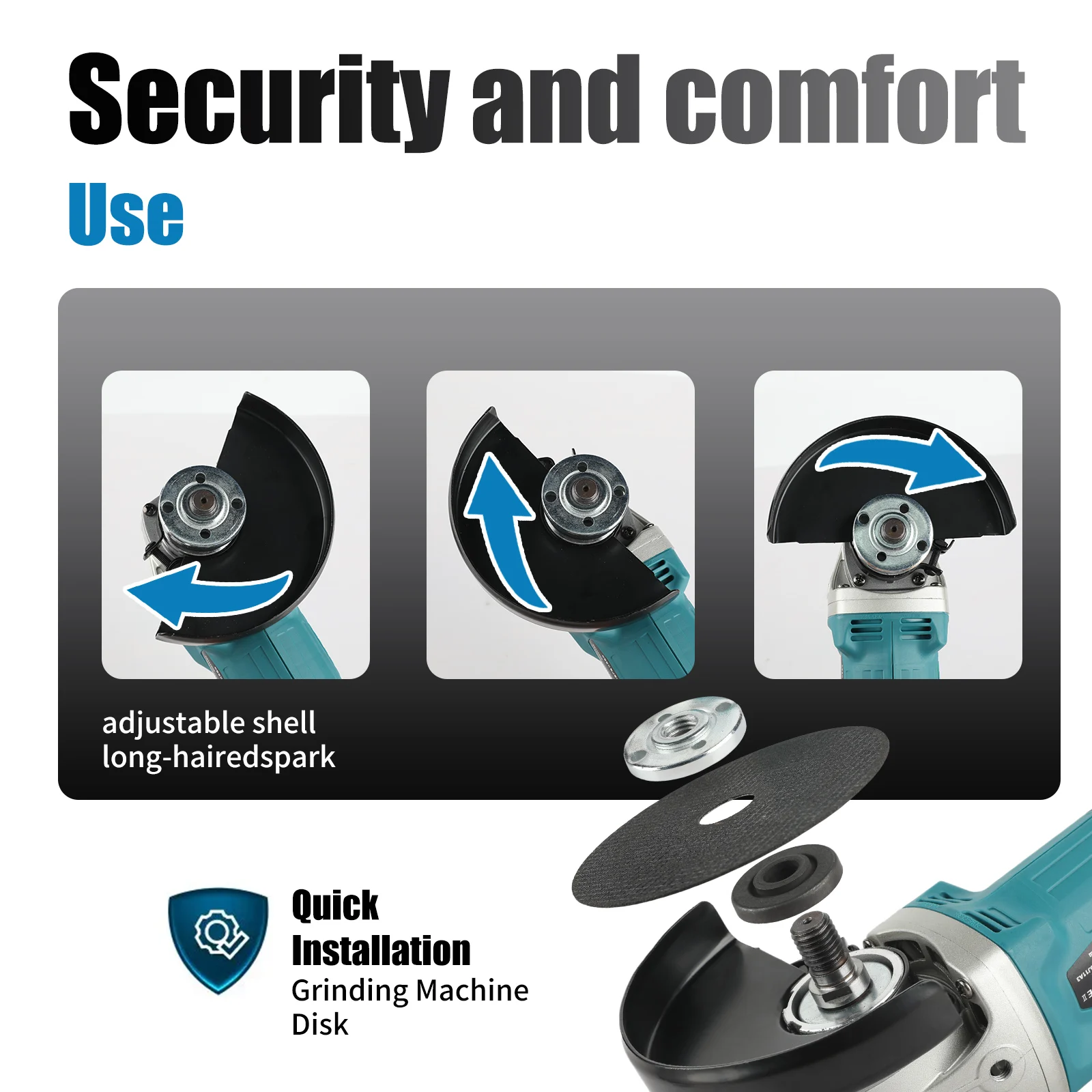 Makita DGA404 Hand‑held Cordless Angle Grinder 18V 8500RPM 4‑Speed Control M14 Spindle for Metal Trimming Cutting Repair Task