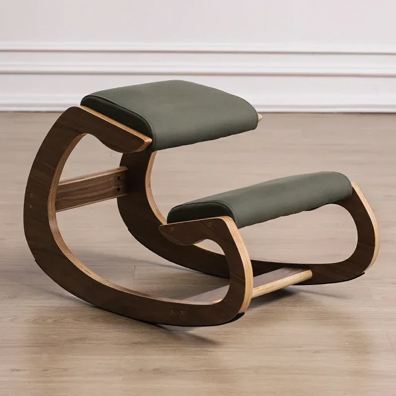 Solid wood Nordic leisure rocking chair luxury home balcony computer chair kneeling chair to correct sitting posture easy chair.