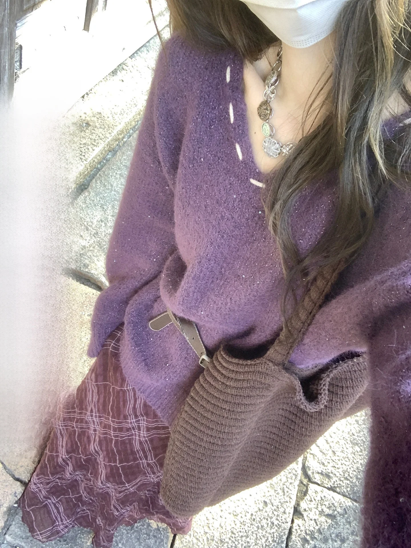 

Женский вязаный свитер XXIIUU Purple Rhythm Star Design с V-образным вырезом, мягкий, в корейском стиле, с длинными рукавами, стандартный крой, смесь полиэстера