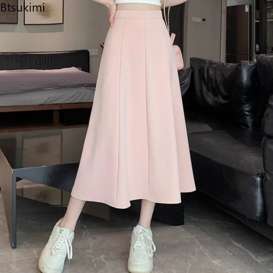 2025 Spring Summer New High Waisted A-line Suit Skirts Pleated Elegant Skirt Loose and Versatile Umbrella Skirt for Women Office