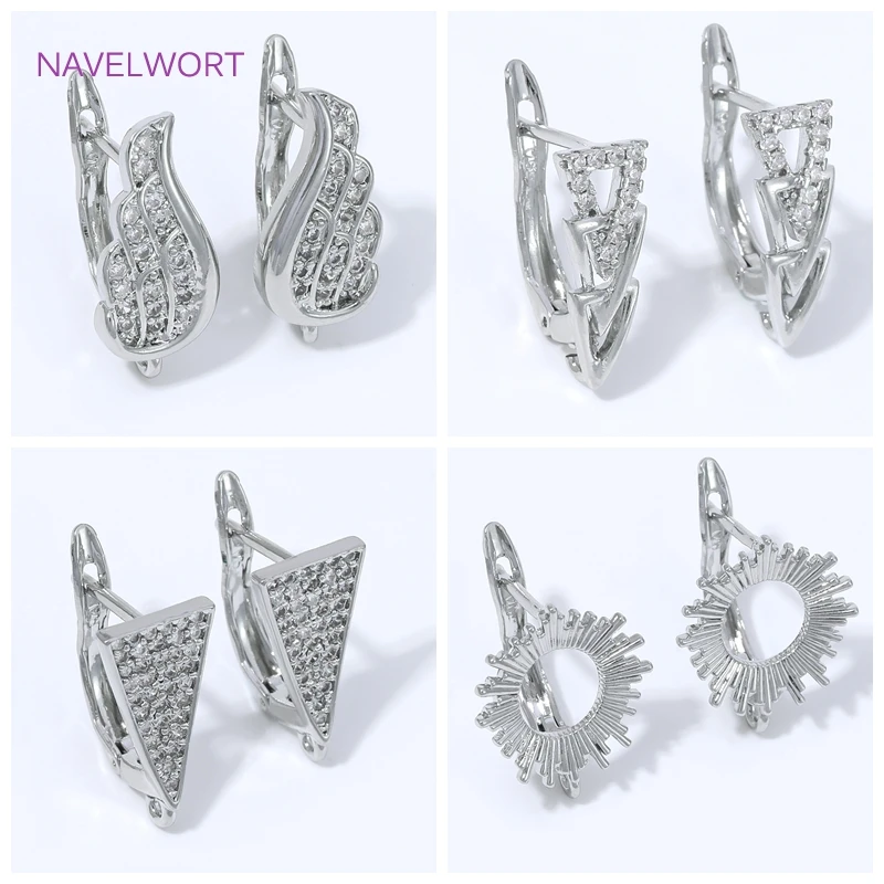 Crochets de boucles d'oreilles plaqués or 18 carats avec zircon incrusté, attaches en laiton pour boucles d'oreilles, fermoirs pour boucles d'oreilles, fournitures de fabrication de boucles d'oreilles DIY pour femmes