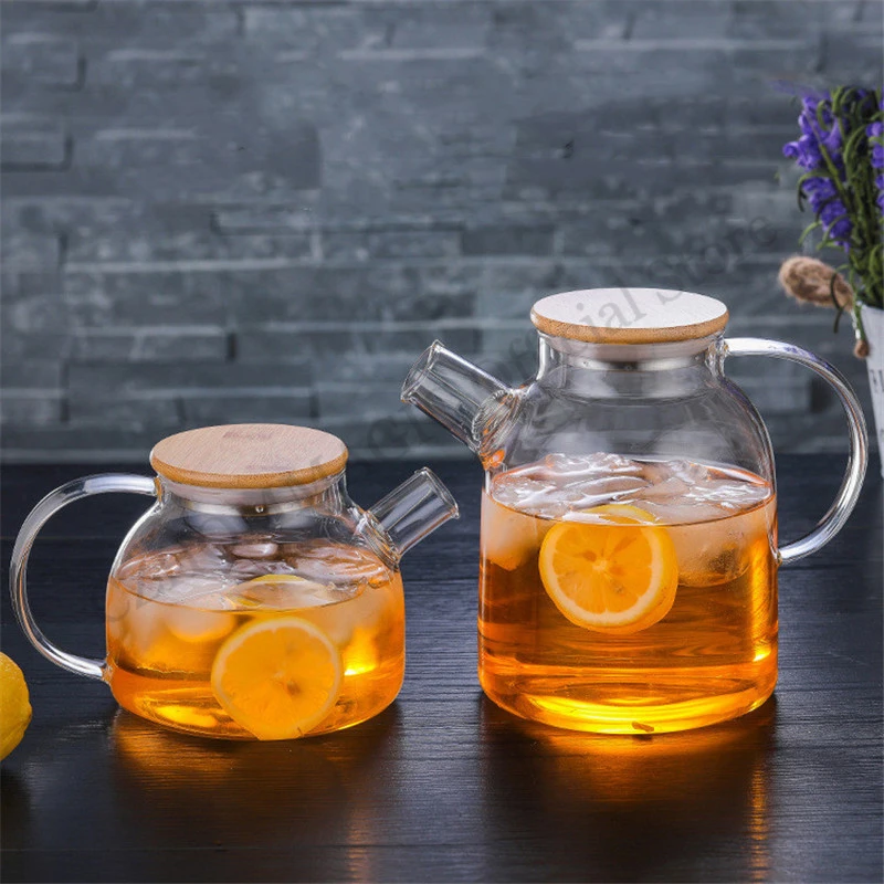 Transparent Borosilikatglas Teekanne Wasser Krug Hitzebeständige Große Kapazität Kung Fu Wasserkocher Hause Blume Tee Topf Flasche Decanter
