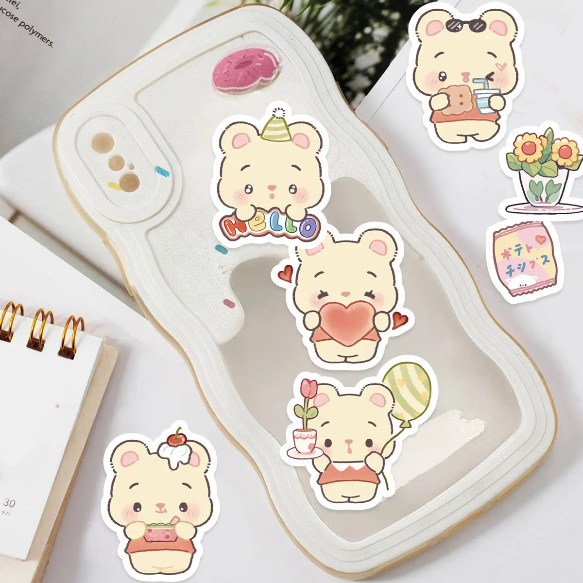 45 PCS Sweet Little Bear Student DIY Stationery,Diaries,Cups,Mobile Phones, Laptops,Scrapbooks,Decoration Stickers