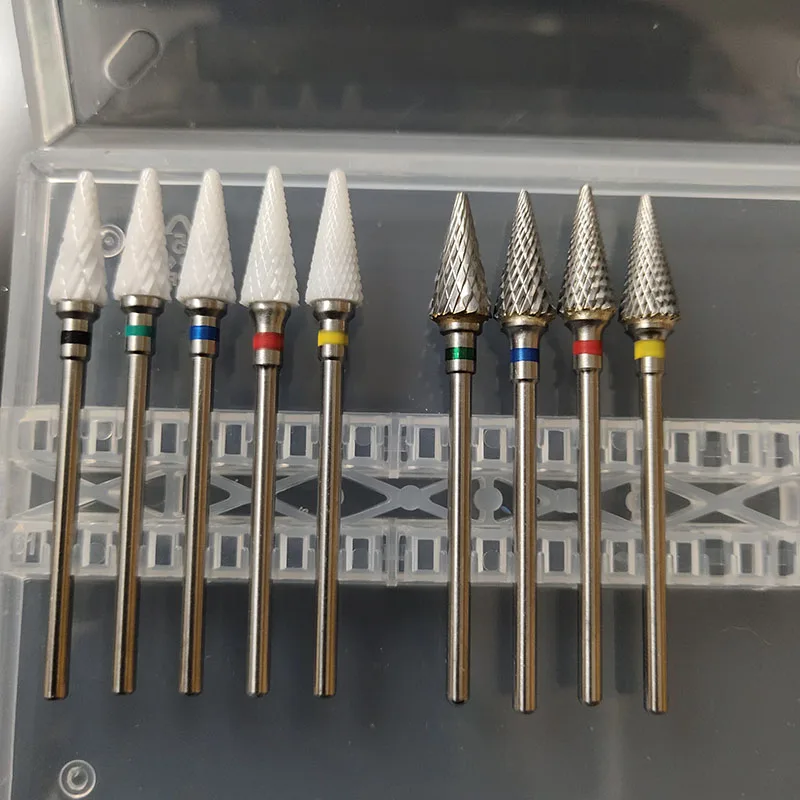 Professioneller Kegelförmiger Wolframkarbid / Keramik-Nagelbohrer – 2,35mm Schaft für Maniküre & Pediküre